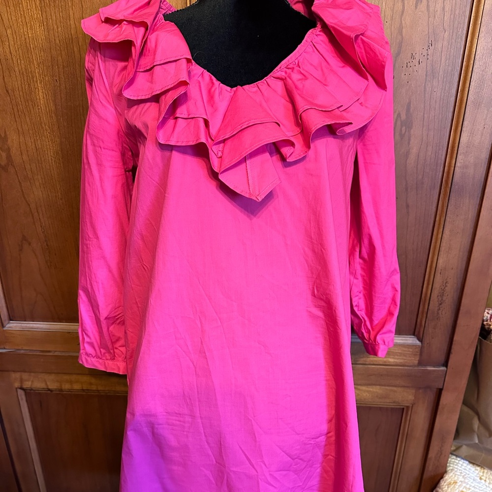 Sweet and stylish ruffled collar poplin dress